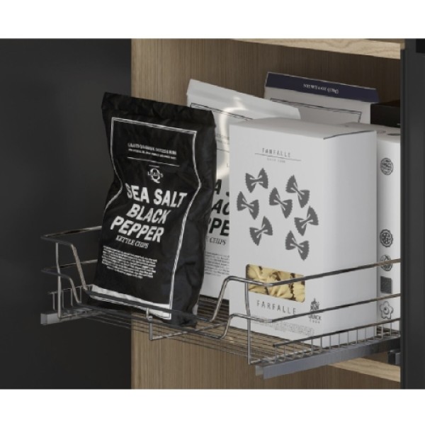 (Suitable for 450mm cabinets) Pull-out wire basket for kitchen cabinets with soft-close drawer.